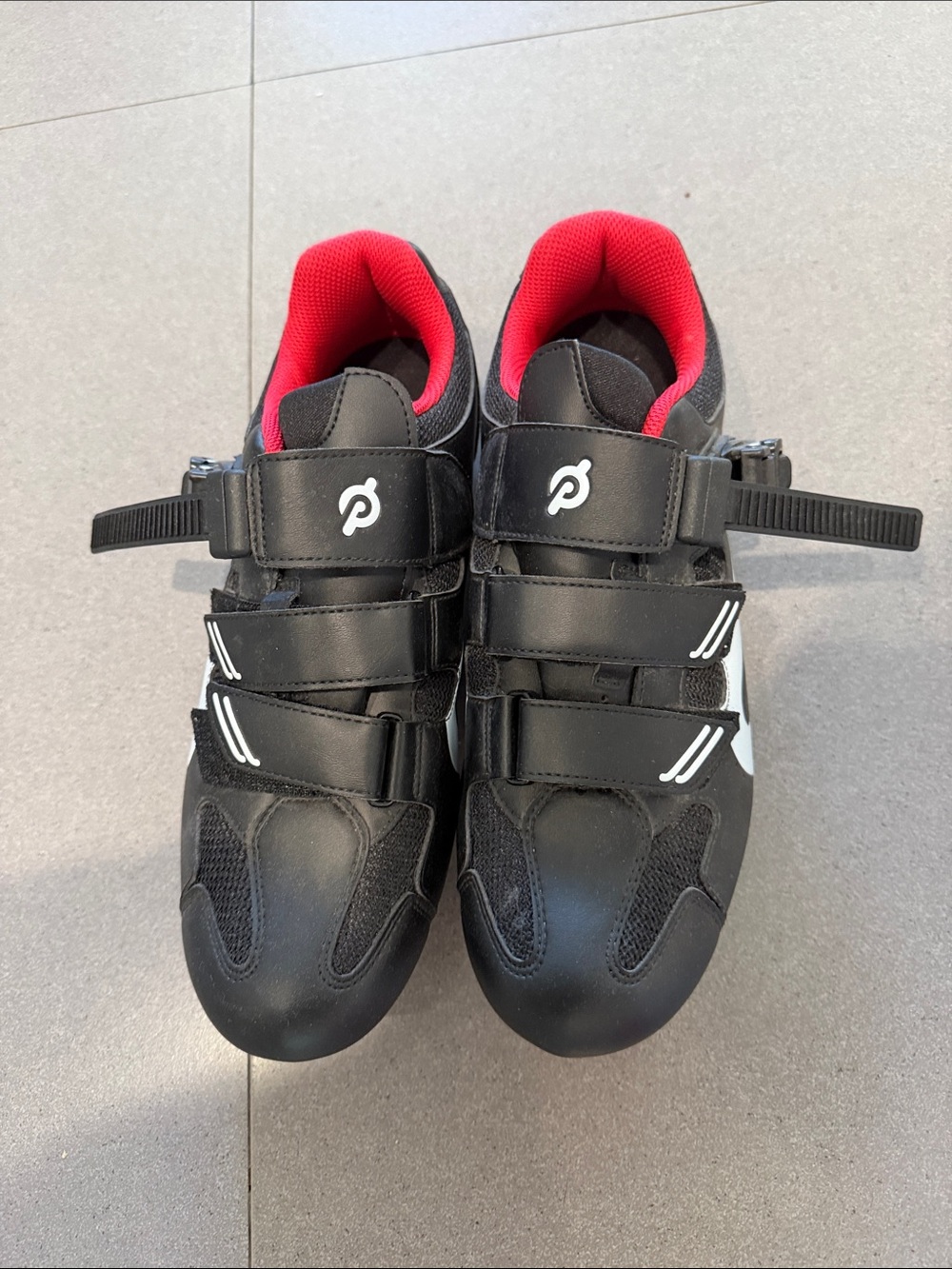 Peloton Black Cycling Shoes with Red Liner